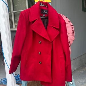 London Fog Women's Bold Red Peacoat